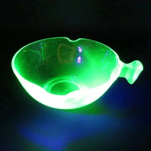 D & B Company Uranium Glass Double Spout Mixing Bowl Depression Vaseline